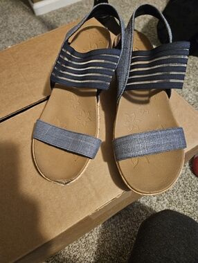 Blue Strappy Skechers Wedges